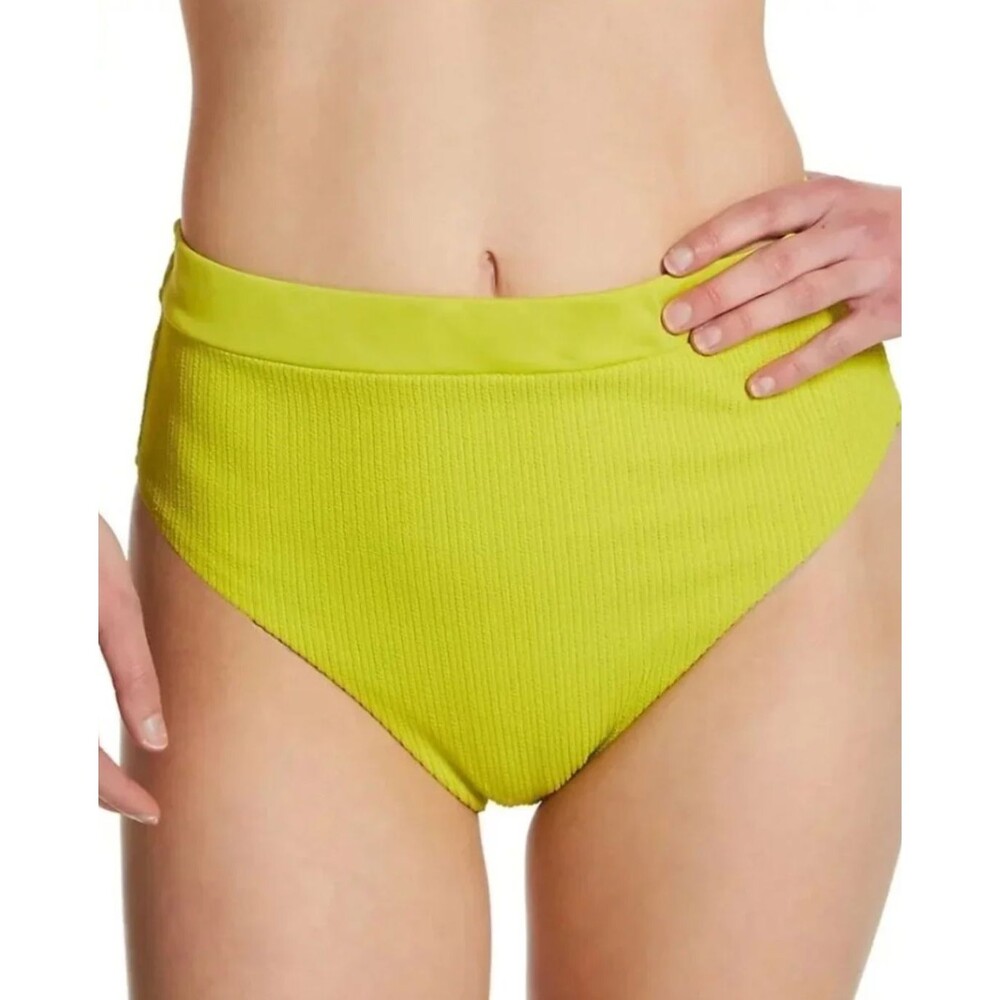 Sanctuary Sandbar XL Solids Banded High Leg Hi Rise Swim Bottom Grellow